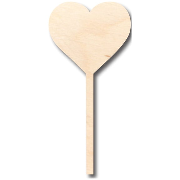 Unfinished Wood Heart Stick Lolipop Shape - Craft - up to 46" DIY 12" / 1/2"