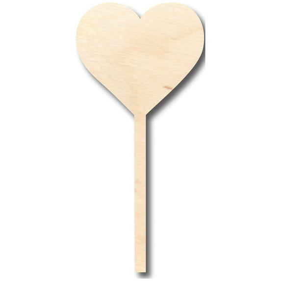 Unfinished Wood Heart Stick Lolipop Shape - Craft - up to 46" DIY 12" / 1/2"