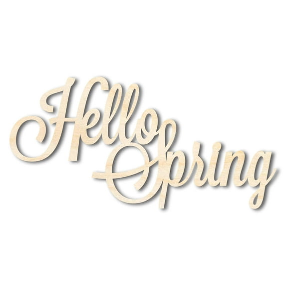 Unfinished Wood Hello Spring Shape - Word Craft - up to 46" 30" / 1"