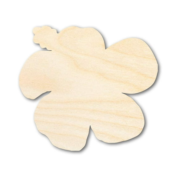 Unfinished Wood Hibiscus Flower Silhouette | DIY Craft Cutout 8" / 1/4"