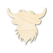 Unfinished Wood Highland Cow Head Shape | DIY Craft Cutout 3" / 1/4"