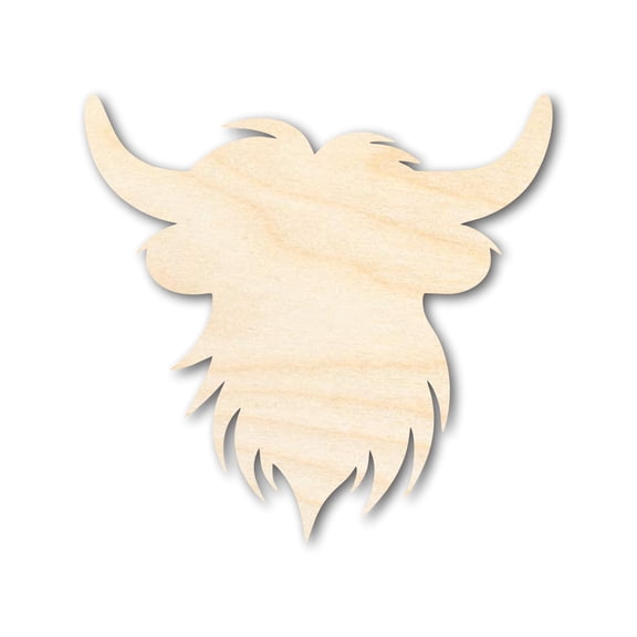 Unfinished Wood Highland Cow Head Shape | DIY Craft Cutout 3" / 1/4"