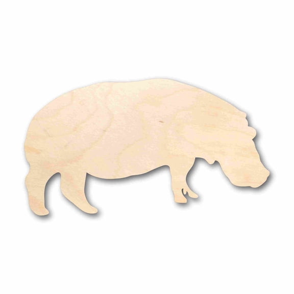 Unfinished Wood Hippopotamus Hippo Silhouette - Craft- up to 46" DIY 30" / 1/2"