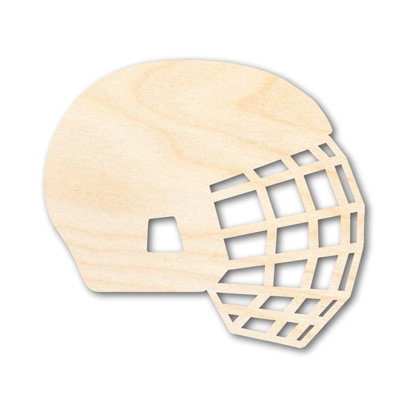 Unfinished Wood Hockey Helmet with Cage Shape | DIY Craft Cutout 6" / 1/4"
