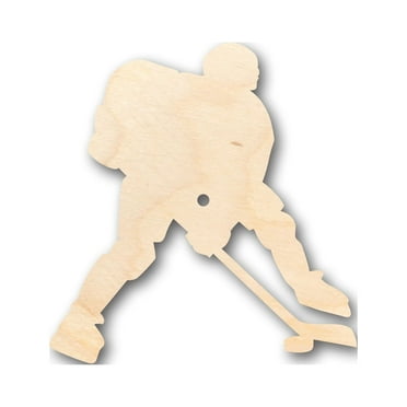 Unfinished Wood Hockey Player Shape - Craft - up to 46" DIY 12" / 1/2"