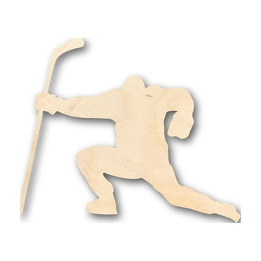 Unfinished Wood Hockey Player Shape - Craft - up to 46" DIY 6" / 1/2"