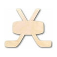 thumbnail image 1 of Unfinished Wood Hockey Sticks Pair with Puck Silhouette - Craft- up to 46" DIY 10" / 1/2", 1 of 4