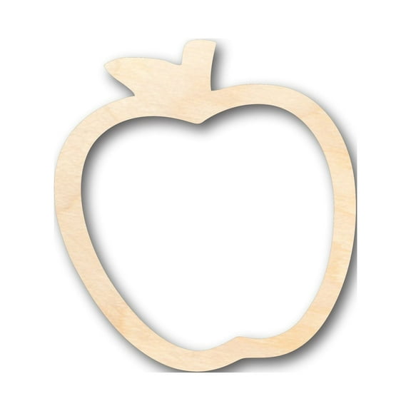 Unfinished Wood Hollow Apple Outline Shape - Craft - up to 46" DIY 3" / 1/4"