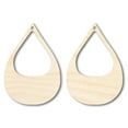 thumbnail image 1 of Unfinished Wood Hollow Teardrop Earring Blank Pair - DIY Jewelry Craft - Available in 1" to 3" 3" / 1/4" / 10 Pairs (20 Pieces), 1 of 4
