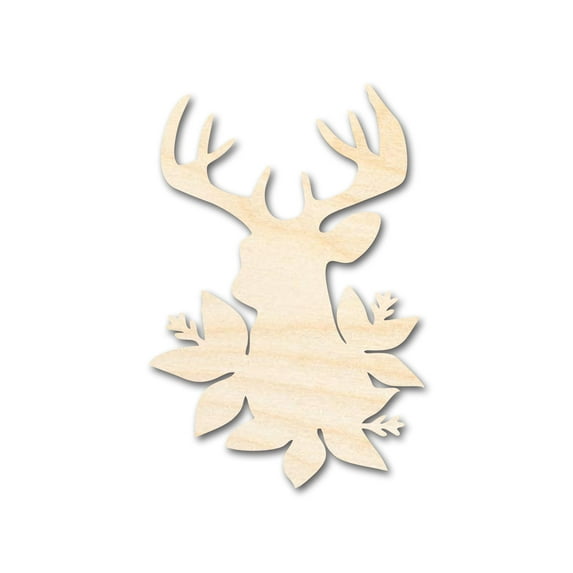 Unfinished Wood Holly Reindeer Head Shape - Craft - up to 46" DIY 14" / 3/4"
