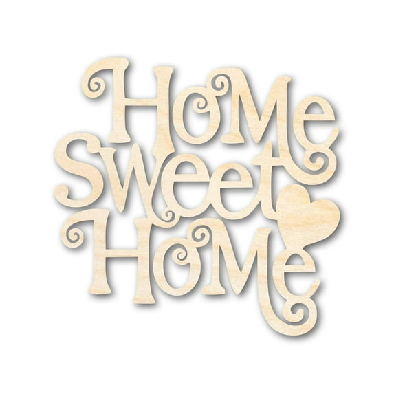 Unfinished Wood Home Sweet Home Shape - Word Craft - up to 46" 10" / 1/8"