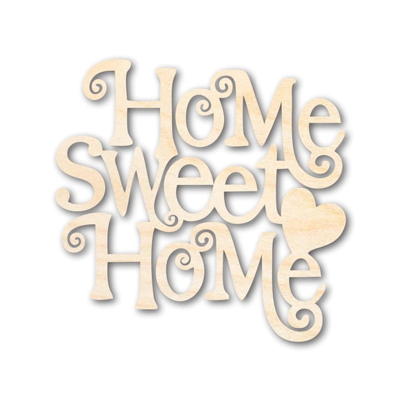 Unfinished Wood Home Sweet Home Shape - Word Craft - up to 46" 14" / 1/8"