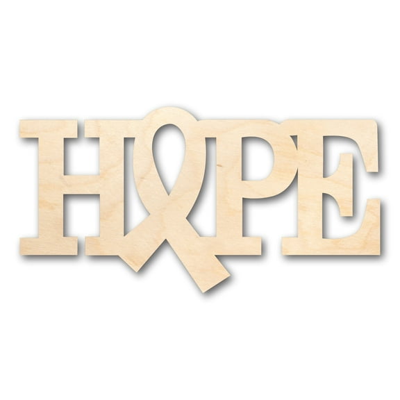 Unfinished Wood Hope Ribbon Script Shape - Craft - up to 46" DIY 4" / 1/4"