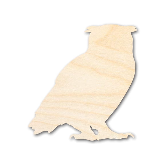 Unfinished Wood Horned Owl Shape - Craft - up to 46" DIY 4" / 1/8"