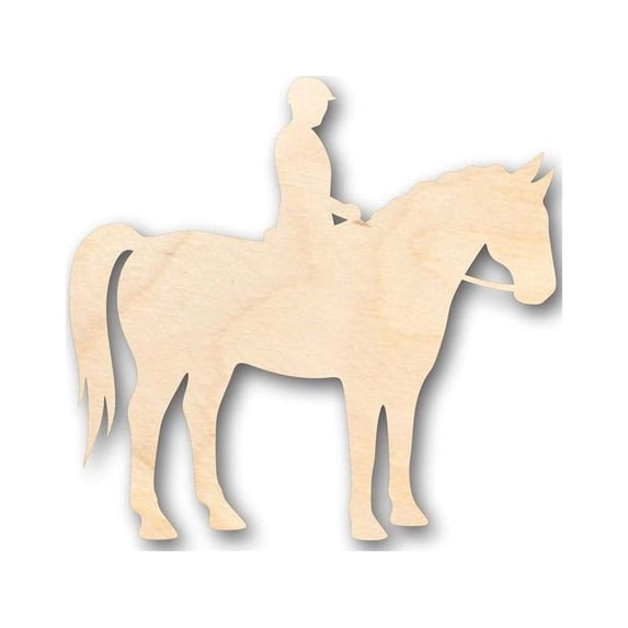 Unfinished Wood Horse Riding Shape - Sport - Animal - Craft - up to 46" DIY 6" / 1/2"