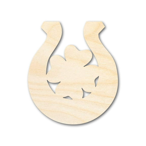 Unfinished Wood Horseshoe Shamrock Shape - Craft - up to 46" 3" / 1/4"