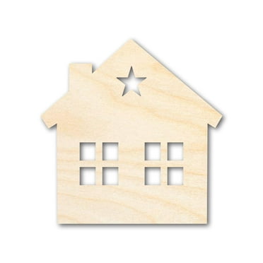 Unfinished Wood House Silhouette Shape - Craft - up to 46" 14" / 1/4"