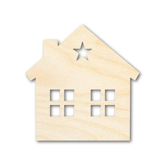 Unfinished Wood House Silhouette Shape - Craft - up to 46" 14" / 1/4"