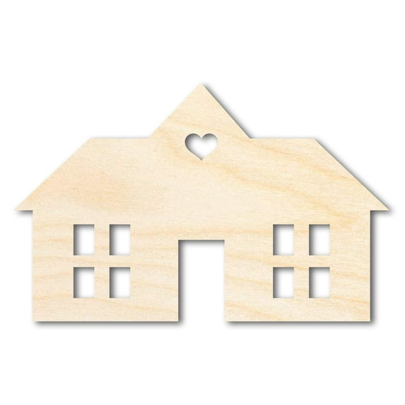 Unfinished Wood House Silhouette Shape - Craft - up to 46" 16" / 1"