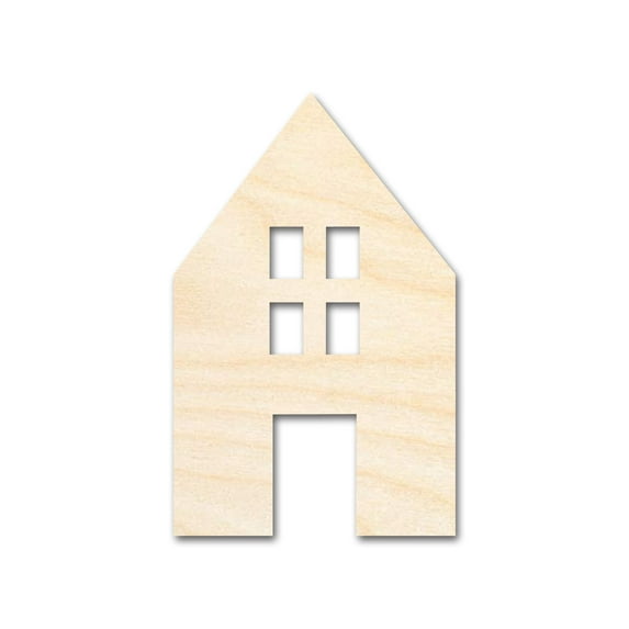 Unfinished Wood House Silhouette Shape - Craft - up to 46" 16" / 3/4"
