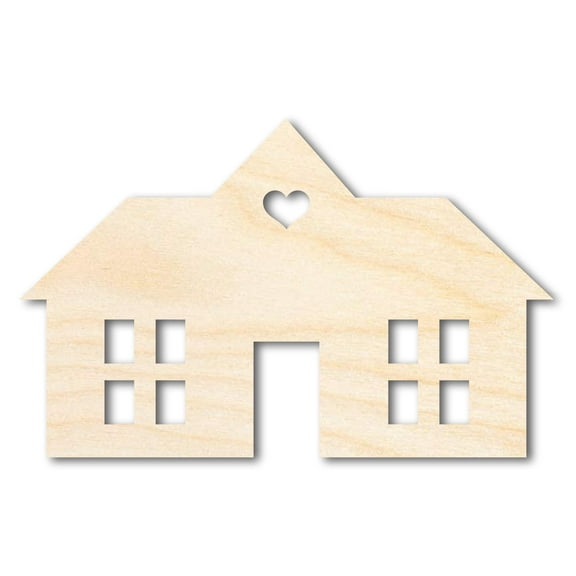 Unfinished Wood House Silhouette Shape - Craft - up to 46" 7" / 1/2"