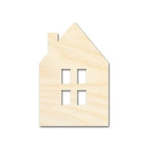 Unfinished Wood House Window Silhouette Shape | DIY Craft Cutout | Up to 36" 5" / 1/8"