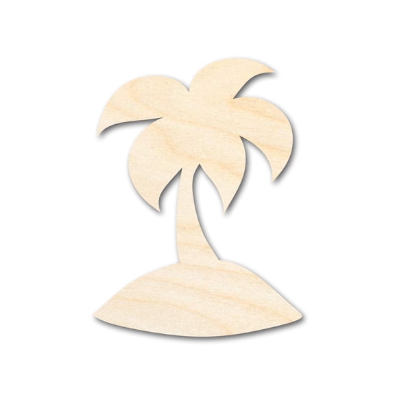 Unfinished Wood Island Palm Tree Shape - Craft - up to 46" DIY 3" / 1/8"