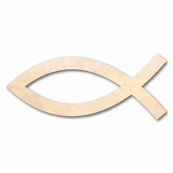 Unfinished Wood Jesus Fish Shape - Easter - Christian - Craft - up to 46" DIY 3" / 1/2"