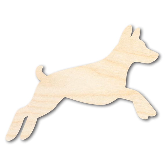 Unfinished Wood Jumping Agility Dog Silhouette | DIY Dog Craft Cutout 3" / 1/2"