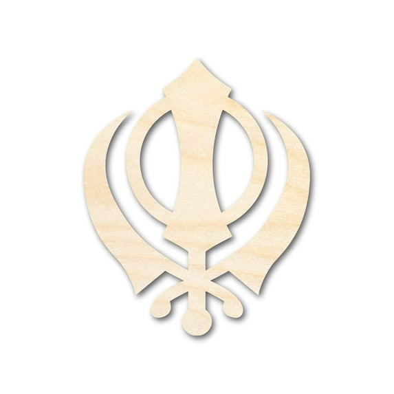 Unfinished Wood Khanda Sikhism Symbol Shape 6" / 1/2"