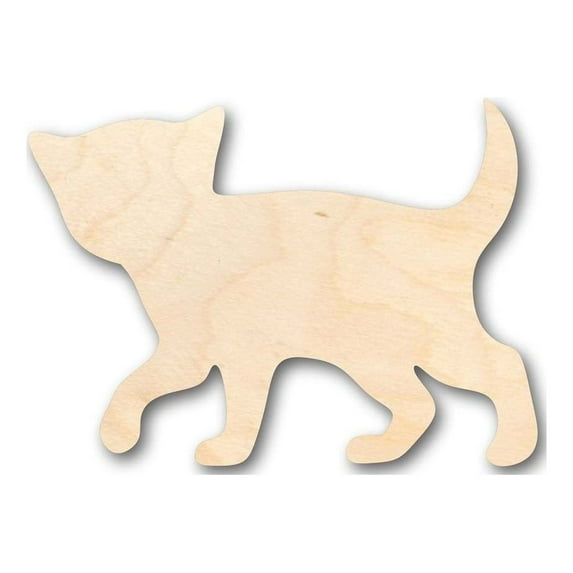 Unfinished Wood Kitten Cat Shape - Animal - Pet - Craft - up to 46" DIY 18" / 1/8"