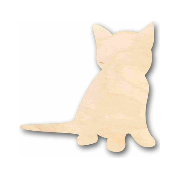 Unfinished Wood Kitten Silhouette - Craft- up to 46" DIY 36" / 1/2"