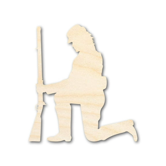 Unfinished Wood Kneeling Soldier Shape 14" / 1/2"