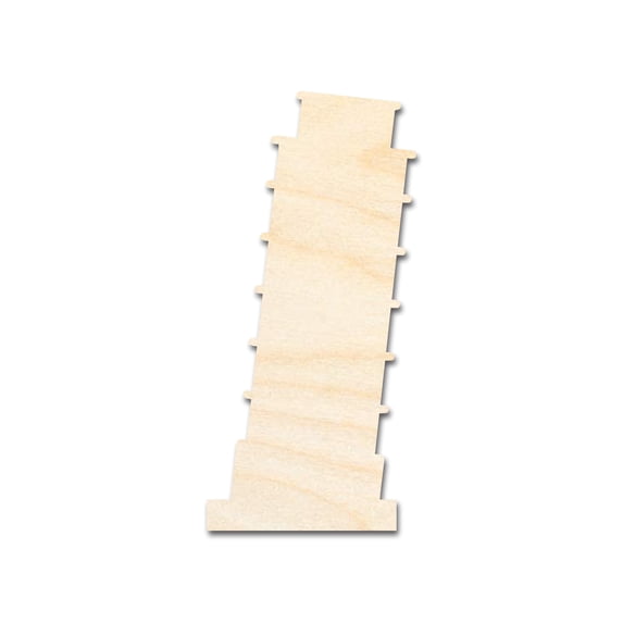Unfinished Wood Leaning Tower of Pisa Shape | DIY Craft Cutout 16" / 1/2"