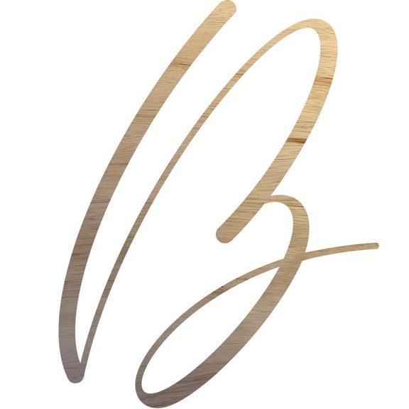 Unfinished Wood Letter B, Craft Alphabet 4'' Tall Wooden Letter Wall Décor, Bellany Script Font