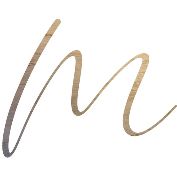 Unfinished Wood Letter M, Craft Alphabet 12'' Tall Wooden Letter Wall Décor, Bellany Script Font