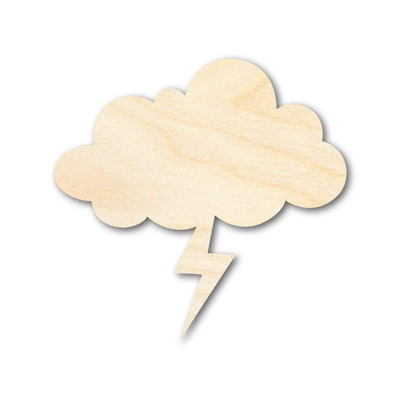 Unfinished Wood Lightning Cloud Shape 5" / 1/4"