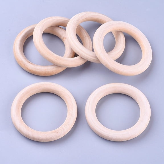 Unfinished Wood Linking Rings Macrame Wooden Rings Annular Khaki 64-65x10mm Inner Diameter: 44mm