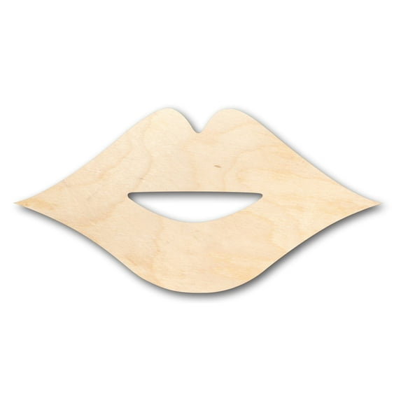 Unfinished Wood Lips Kiss Shape - Craft - up to 46" DIY 6" / 1/4"