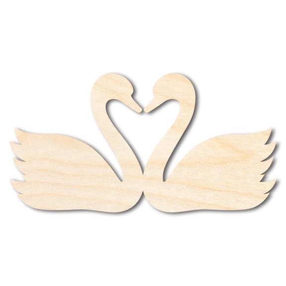 Unfinished Wood Love Swans Shape | DIY Craft Cutout 4" / 1/4"