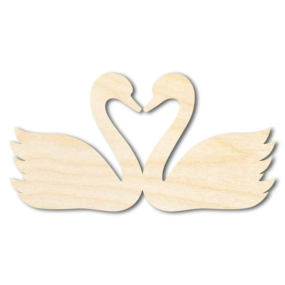 Unfinished Wood Love Swans Shape 8" / 1/8"
