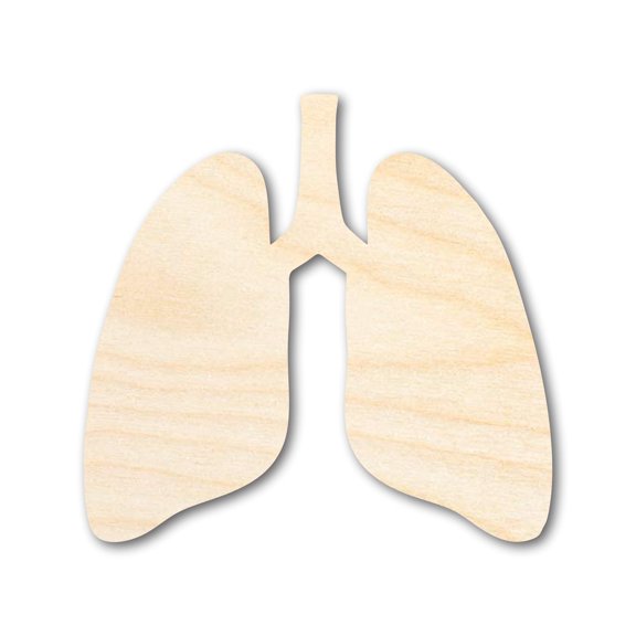 Unfinished Wood Lung Shape | DIY Craft Cutout 4" / 1/2"