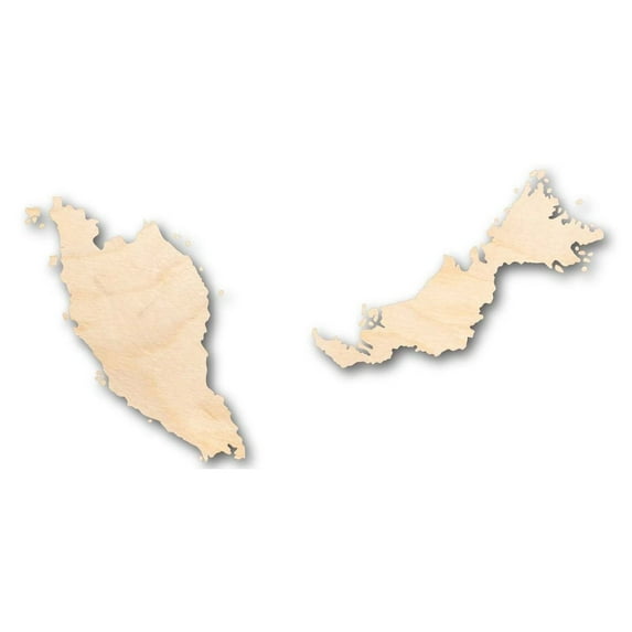 Unfinished Wood Malaysia Shape 2 Pieces - Country - Craft - up to 46" DIY 24" / 1/4"
