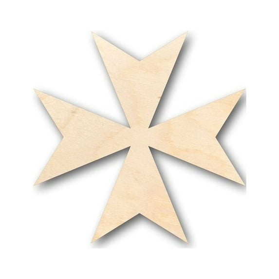 Unfinished Wood Maltese Cross Shape - Malta - Craft up to 46" DIY 3" / 1/8"