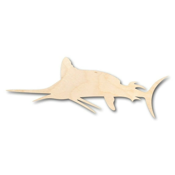 Unfinished Wood Marlin Shape - Swordfish - Ocean - Fishing - Craft - up to 46" DIY 16" / 3/4"