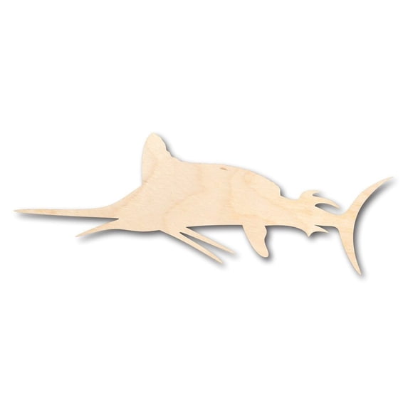 Unfinished Wood Marlin Shape - Swordfish - Ocean - Fishing - Craft - up to 46" DIY 18" / 1/8"