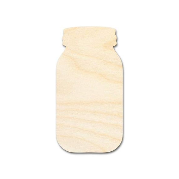 Unfinished Wood Mason Jar Shape - Rustic Country Craft - up to 46" DIY 8" / 1/8"