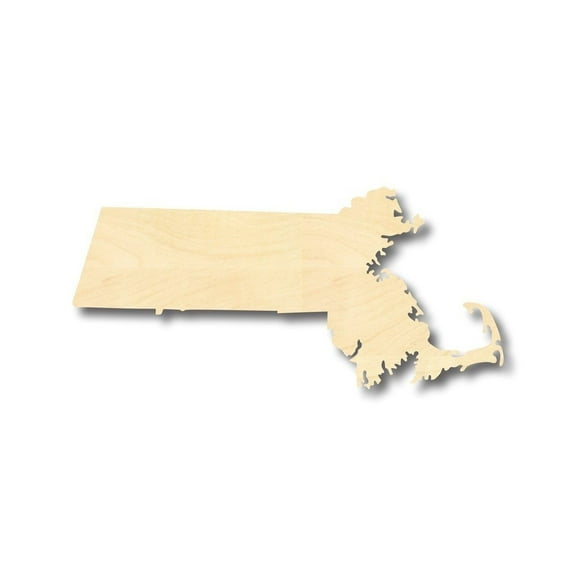 Unfinished Wood Massachusetts Shape - State - Craft - up to 46" DIY 24" / 1/4"