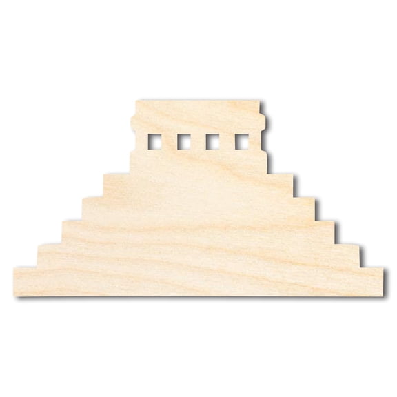 Unfinished Wood Mayan Pyramid Shape 16" / 1"