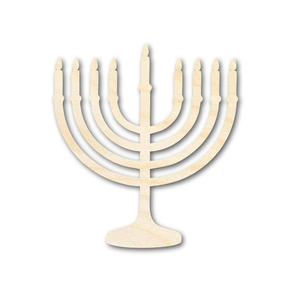 Unfinished Wood Menorah Shape | Craft Cutout | up to 46" DIY 30" / 3/4"